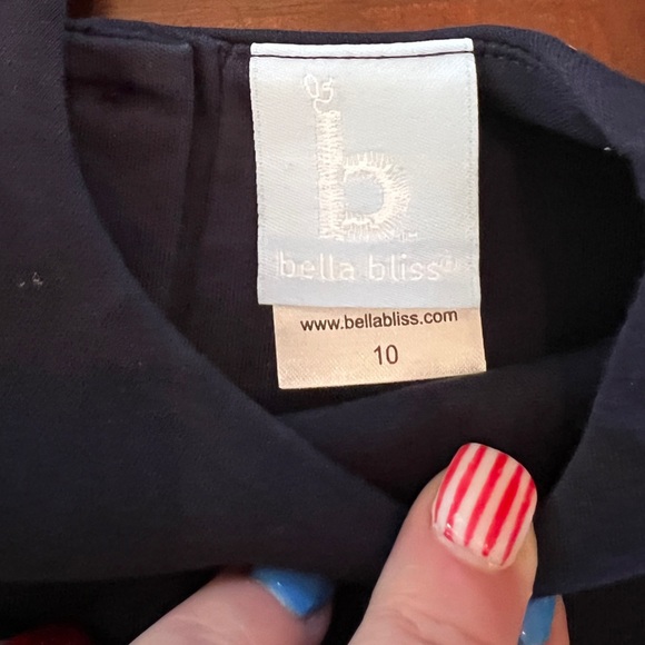 BELLA BLISS Navy Blue Peggy Pima Blouse Scalloped Sleeve Top - Picture 3 of 6